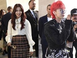 Park Shin Hye lộ mặt bóng dầu mập mạp - G-Dragon tóc đỏ 'chiếm sóng' kinh đô thời trang Paris