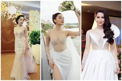 Phương Trinh Jolie - Diệp Lâm Anh mặc váy cưới trong suốt khoe ngực