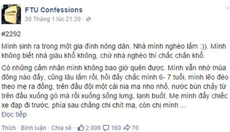 Tâm sự của bạn sinh viên được giấu tên, đăng tải trên trang Facebook FTU Confessions