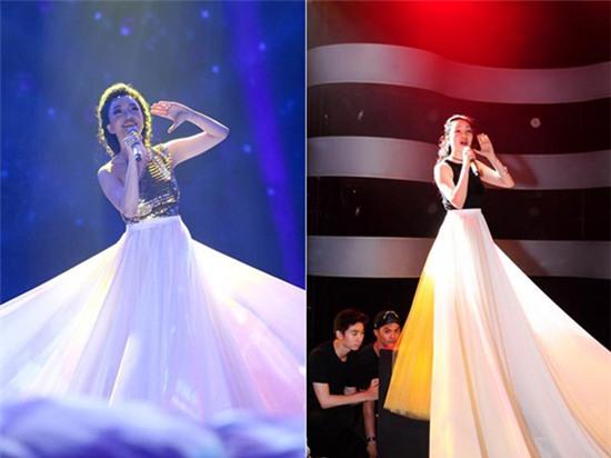 Sao nữ Vpop diện váy khổng lồ trên sân khấu