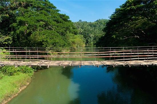 Cầu treo Tigbao (Philippines): Cầu làm hoàn toàn bằng tre, dài 25 m nằm trên con sông Loboc, làm nhiệm vụ nối 2 ngôi làng ở 2 bờ.