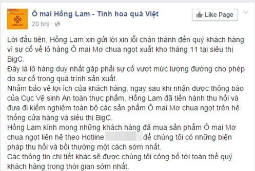 Ô mai Hồng Lam lên tiếng xin lỗi khách hàng - Ảnh 3.
