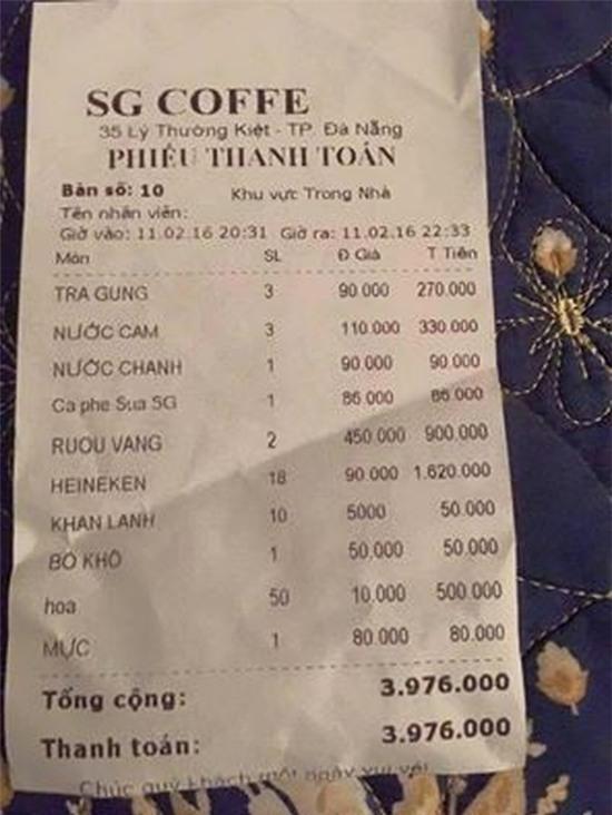 Uống cafe mùng 4 Tết, khách choáng với hóa đơn 4 triệu đồng