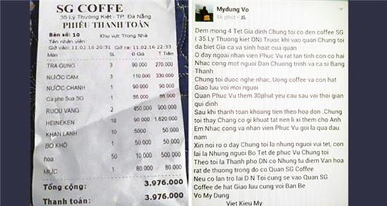 Chủ hóa đơn cafe 4 triệu bức xúc lên tiếng vì thông tin sai lệch