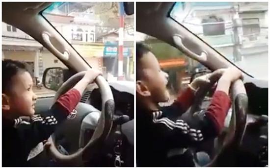 Giật mình cảnh bé 4 tuổi lái xe chạy băng băng trên đường