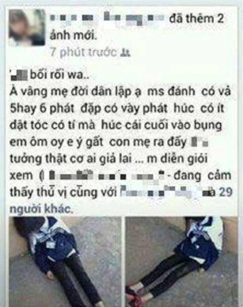 nu sinh danh ban den ngat xiu roi khoe tren facebook - 1