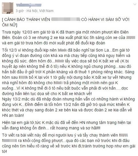 Nữ phượt thủ tố bị sàm sỡ đối chất với bạn đồng hành