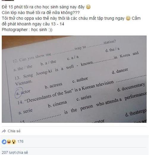 Hậu duệ Mặt trời bất ngờ xuất hiện trong đề kiểm tra tiếng Anh - Ảnh 3.