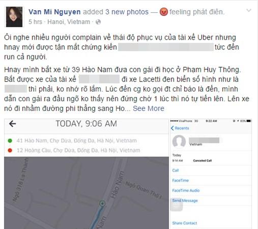 Hot girl Mi Vân bức xúc vì bị tài xế Uber chửi tục và bỏ mặc hai mẹ con giữa đường - Ảnh 1.