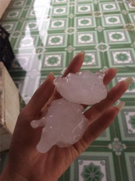 Những cục mưa đá to như nắm tay. (Ảnh: facebook)