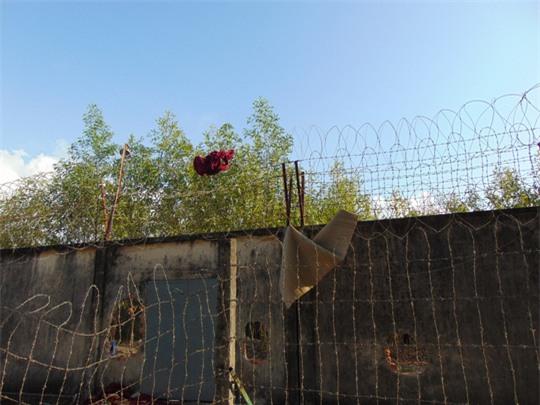 Một số khác dùng chiếu, chăn quấn lại hàng rào dây thép gai để trèo qua