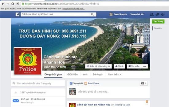 Trang Facebook và đường dây nóng của Cảnh sát hình sự Khánh Hòa.