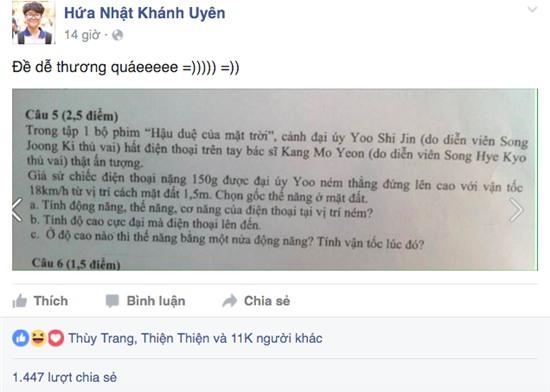 Cảnh hất điện thoại của Hậu Duệ Mặt Trời bất ngờ xuất hiện trong đề thi Vật lý - Ảnh 1.