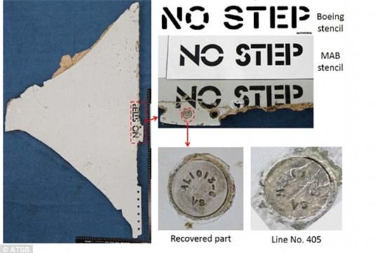 Chữ “NO STEP” trên mảnh thứ 2. Ảnh: ATSB