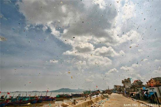 Bức ảnh rác bay đầy trời ở bãi biển Thanh Hoá khiến ai cũng giật mình! - Ảnh 1.