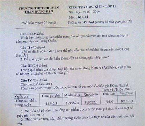 nha truong thua nhan sai trong viec ra de thi dia ly hinh anh 1