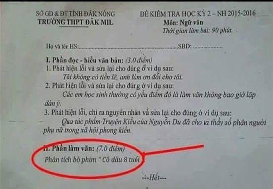 Thực hư đề thi phân tích phim Cô dâu 8 tuổi gây xôn xao dư luận - Ảnh 1.