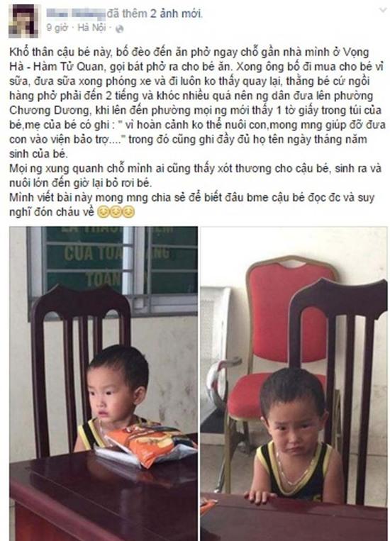 Hà Nội: Bé trai 2 tuổi bị mẹ bỏ rơi ở quán bún phở cùng 200 nghìn đồng trong túi - Ảnh 1.