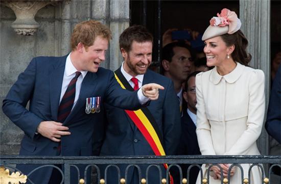 They goofed off together during a reception at the Grand Place in Mons, Belgium, in August 2014.