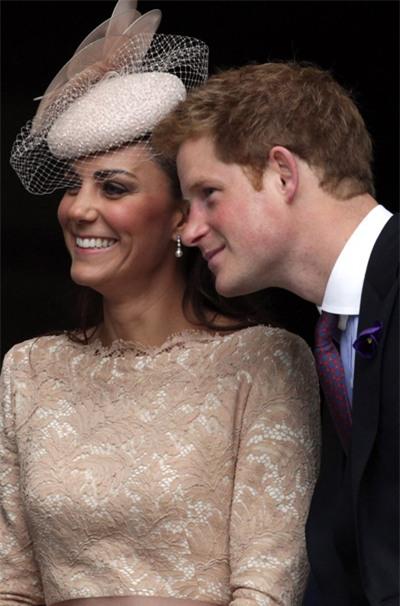 In June 2012, Prince Harry leaned in and Kate got the giggles during a Service of Thanksgiving at St. Paul's Cathedral in London.