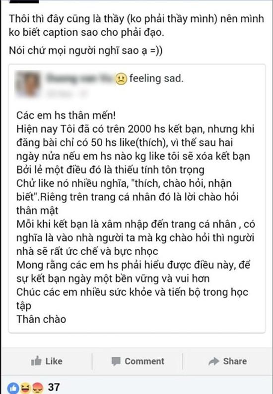 Chuyện thầy giáo tuyên bố Học sinh không like, hủy kết bạn: Hãy tôn trọng sự khác biệt! - Ảnh 1.