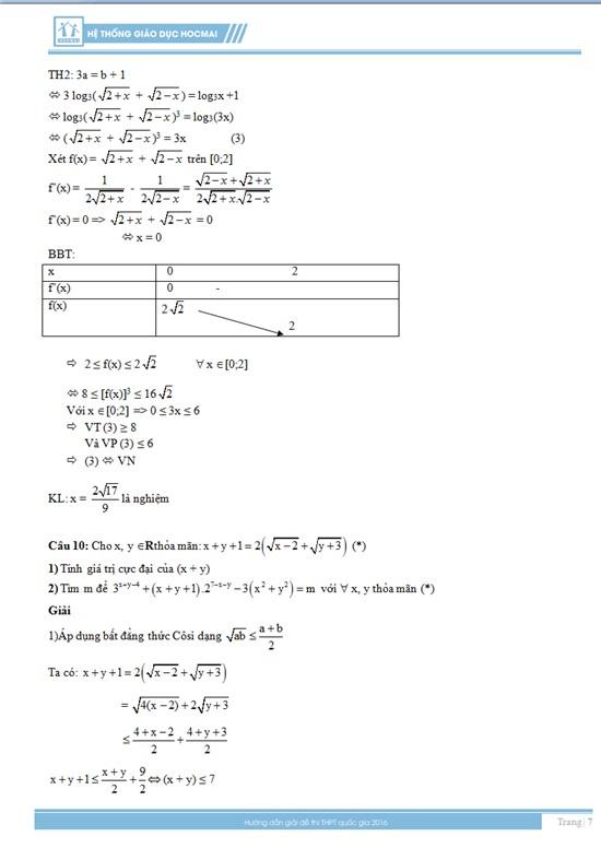 Đáp án đề thi môn toán 2016, kỳ thi THPT Quốc gia năm 2016, đáp án môn toán, đáp án đề thi môn toán, đáp án tốt nghiệp môn toán