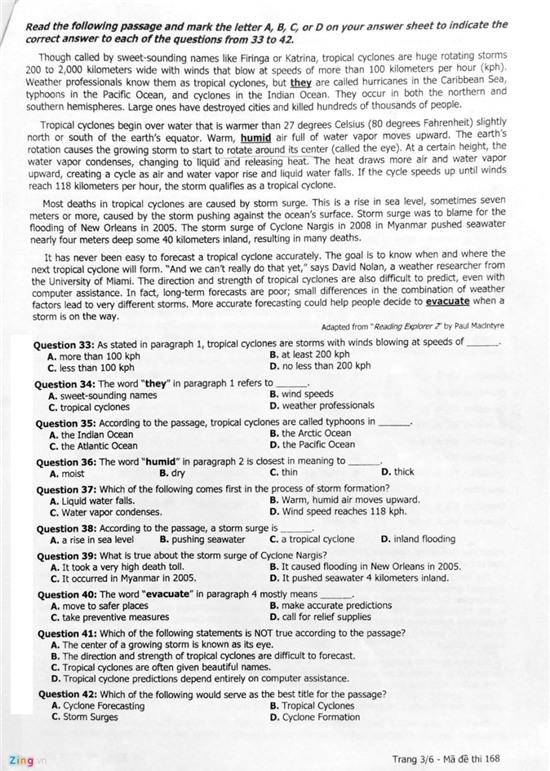 Bai giai mon tieng Anh thi THPT quoc gia 2016 hinh anh 5