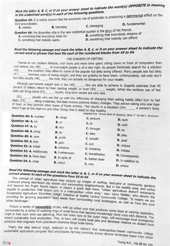 Bai giai mon tieng Anh thi THPT quoc gia 2016 hinh anh 6