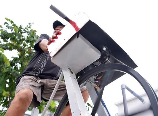 đạp xe, lọc nước, bờ Kênh Nhiêu Lộc - Thị Nghè, Sài Gòn, ô nhiễm