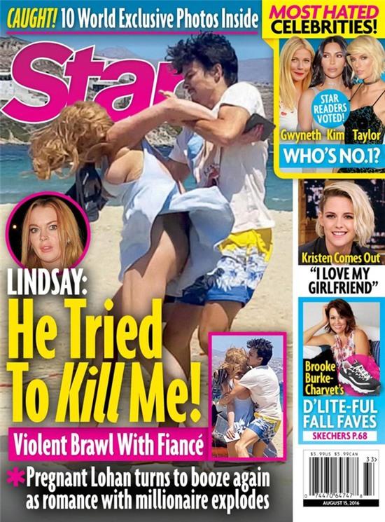 Lộ ảnh Lindsay Lohan bị hôn phu bạo hành, la mắng giữa bãi biển - Ảnh 1.