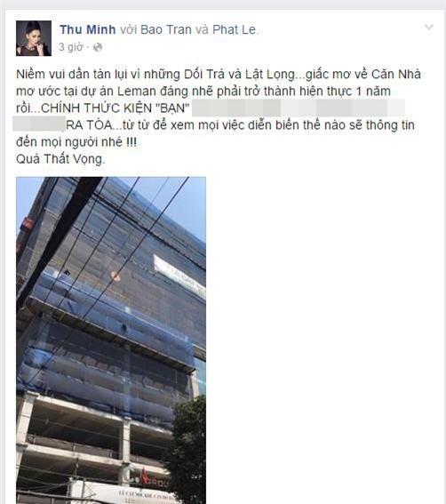  Thu Minh đăng đàn tố chủ đầu tư dự án penthouse mà cô đã đặt tiền mua 
