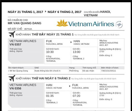 Tấm vé đặt trước không bao giờ còn được sử dụng của chàng du học sinh xấu số.