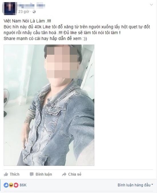 Trước những lời thách đố, cư dân mạng hô hào like và share. Sau 1 ngày, lượng like đã tăng lên 86 ngàn.