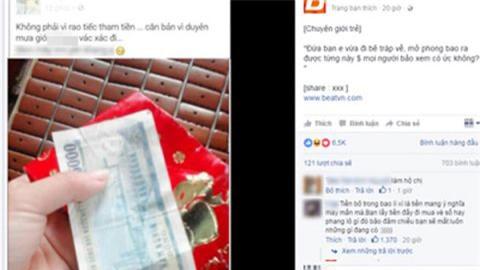 be trap cuoi nhan qua dang tien li xi 500 -1.000 dong ngay ngay mung 1 - 3