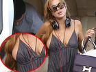 Lindsay Lohan trẹo ngực 'thả rông' ra ngoài