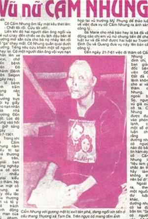 Bài báo về vũ nữ Cẩm Nhung sau ngày bị sát hại bằng axit một cách dã man.