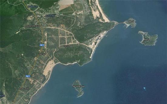 Hình ảnh khu vực Vũng Chùa - Đảo yến nhìn từ Hình ảnh đảo trên nhìn từ hình ảnh vệ tinh