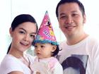 Vợ chồng Phạm Quỳnh Anh hạnh phúc trong ngày sinh nhật con gái