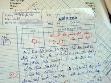 Bài kiểm tra Vật lý có lời phê xì tin gây xôn xao là có thật