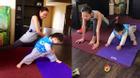 Con trai Bằng Kiều thích thú tập yoga cùng Dương Mỹ Linh
