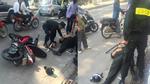 Xôn xao hình ảnh 1 cảnh sát cơ động bị xô ngã sõng soài ở Hà Nội