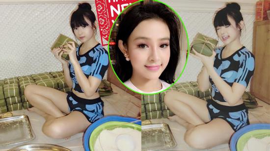 Dù là bà chủ, Huyền Baby vẫn xì tin ngồi gói bánh chưng đón Tết