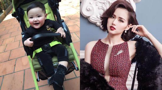Cận khuôn mặt kháu khỉnh, bụ bẫm của con trai Tâm Tít