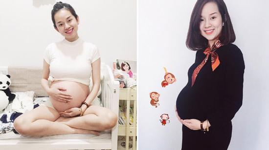 Ly kute vén áo khoe bụng tròn vo ở tháng cuối thai kì