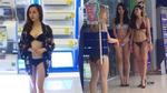 Siêu thị điện máy dùng mẫu nữ mặc bikini đứng bán hàng