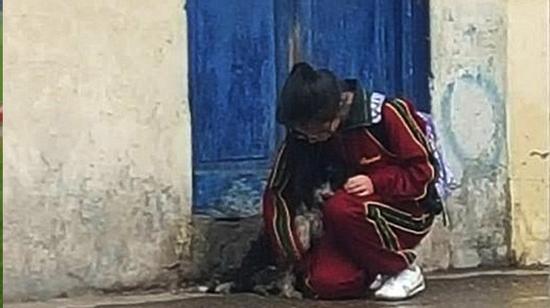 Nữ sinh che mưa cho chó bất ngờ nổi tiếng