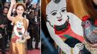 Angela Phương Trinh mặc váy họa tiết tranh đông hồ đến LHP Cannes
