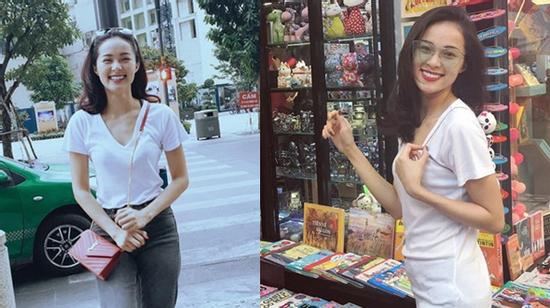 Gu thời trang năng động với áo thun, quần jean của Hạ Vi