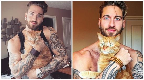 Trai đẹp này đã gây sốt Instagram vì tập thể dục cùng... mèo cưng!