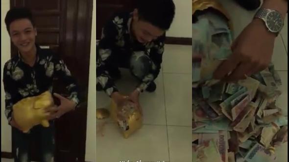 Không biết mua quà gì, chồng soái ca ôm lợn vàng tặng vợ mừng 20/10-1